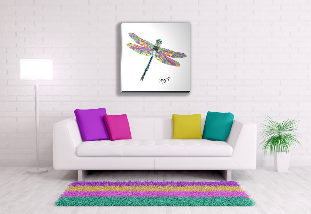 Gogimogi Wall Art-Dragonfly on Acrylic in Livingroom