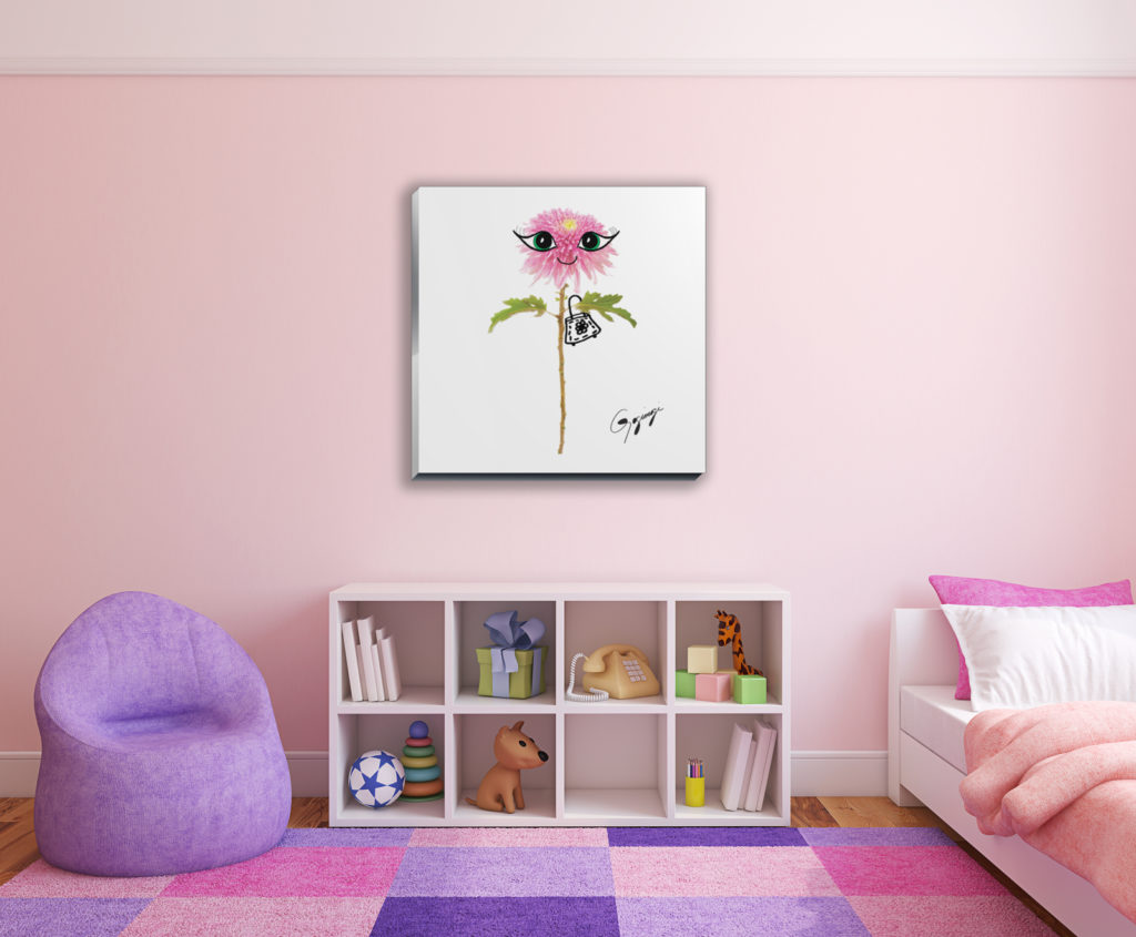Gogimogi Wall Art-Dahlia on Glass or Metal in Bedroom