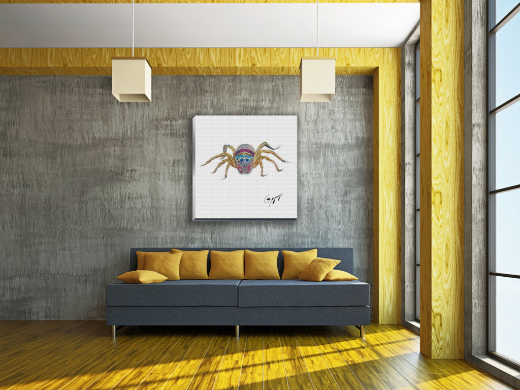 Gogimogi-Wall-Art-Jumping-Spider-on-Canvas-in-Livingroom