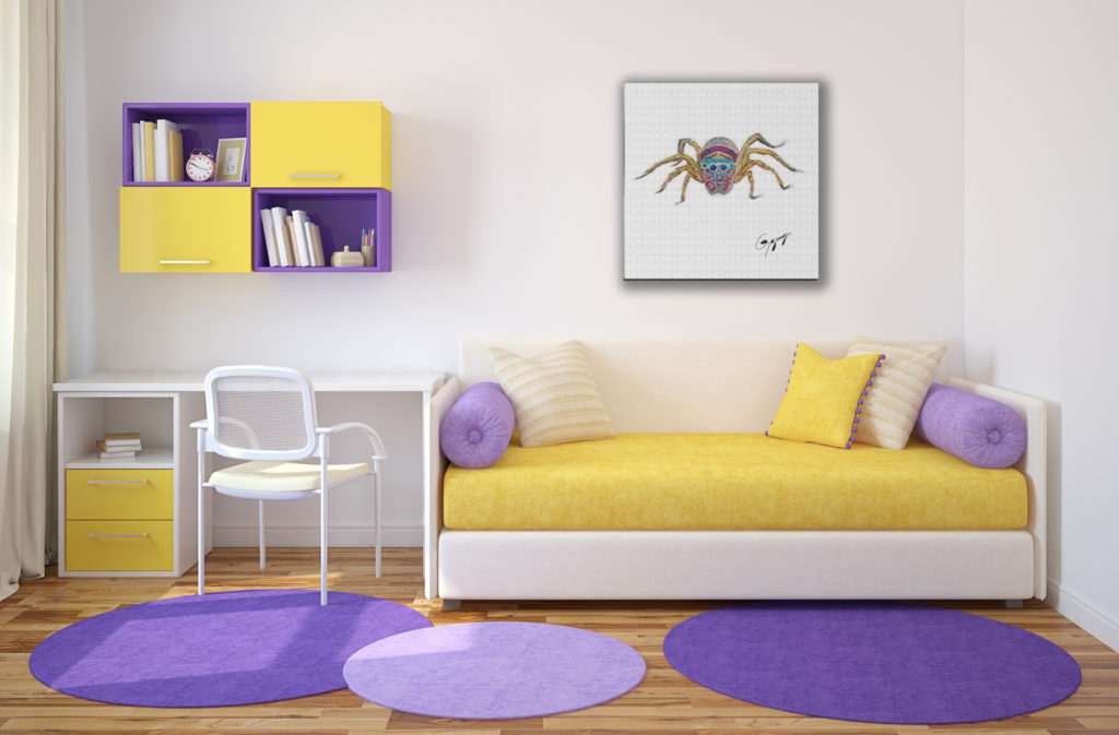Gogimogi-Wall-Art-Jumping-Spider-on-Paper-in-Dormroom