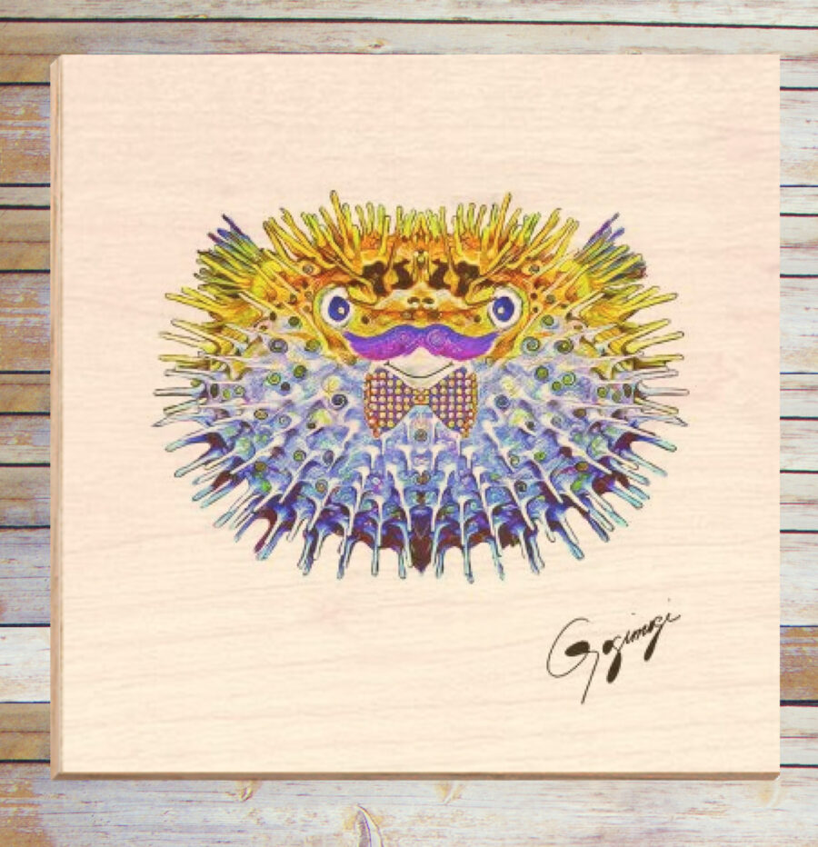 Gogimogi-Wall-Art-Pufferfish-on-Birchwood