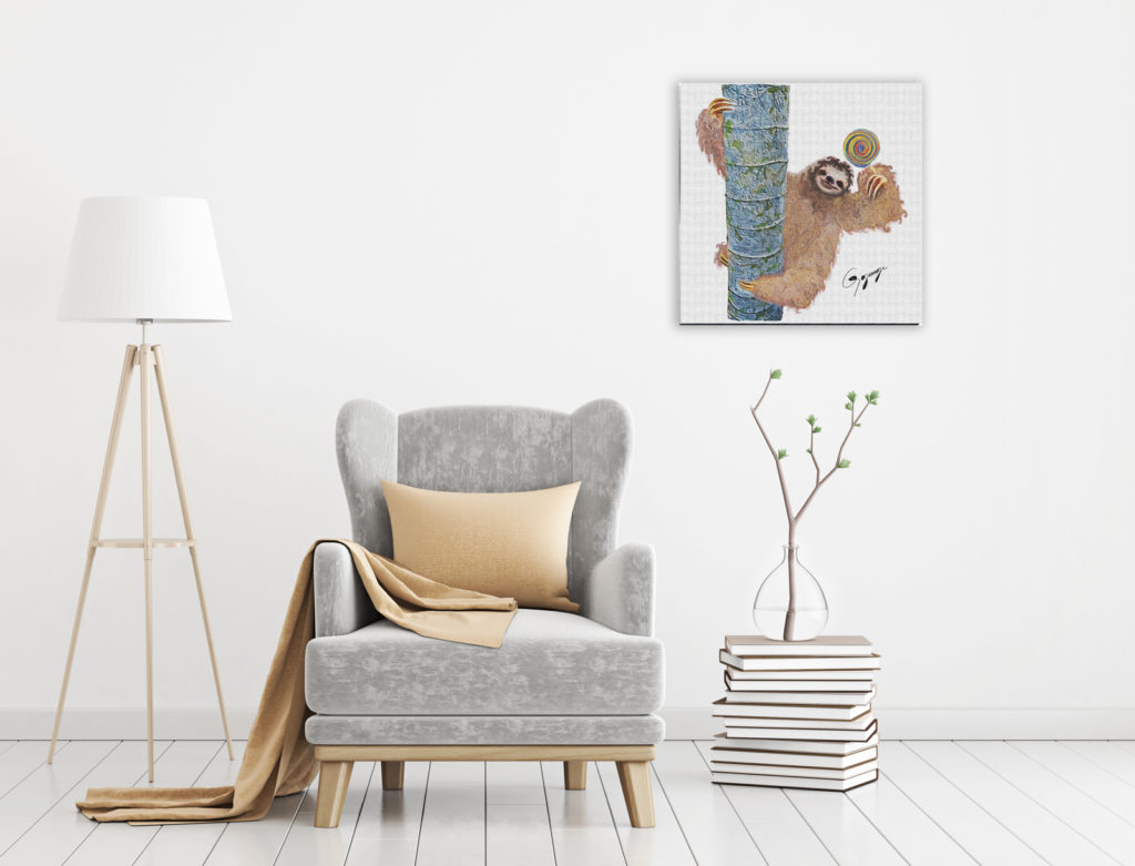 Gogimogi-Wall-Art-Sloth-on-Paper-in-Study-1