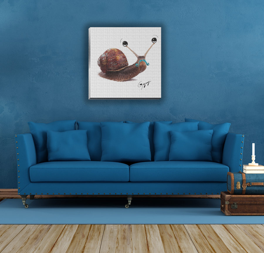 Gogimogi-Wall-Art-Snail-on-Canvas-in-Livingroom