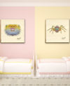 Gogimogi-Wall-Art-Spider-and-Pufferfish-on-Bamboo-in-Bedroom